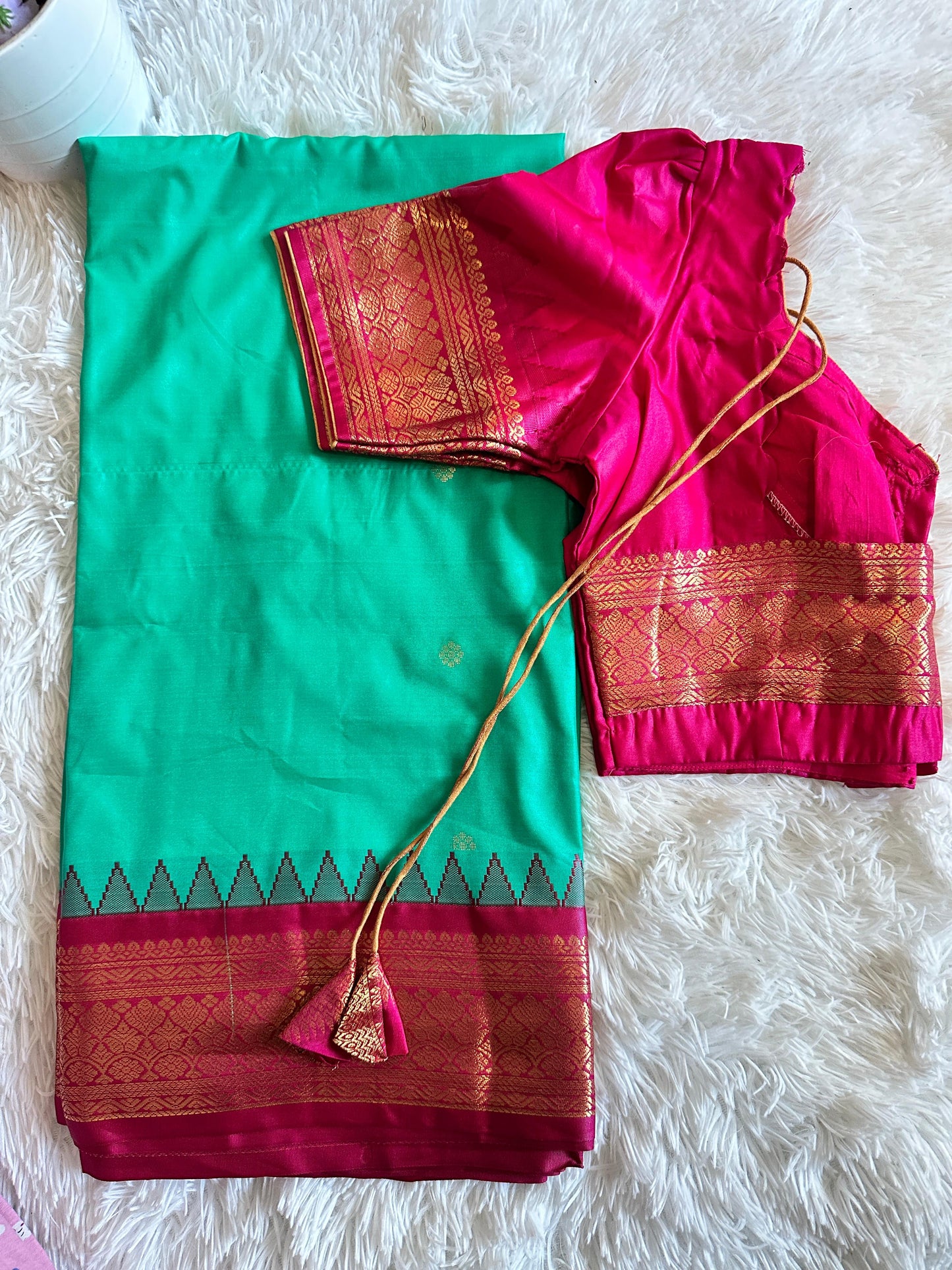 Vintage Semi Gadwal Sarees Collection- Saree with Stitched Blouse