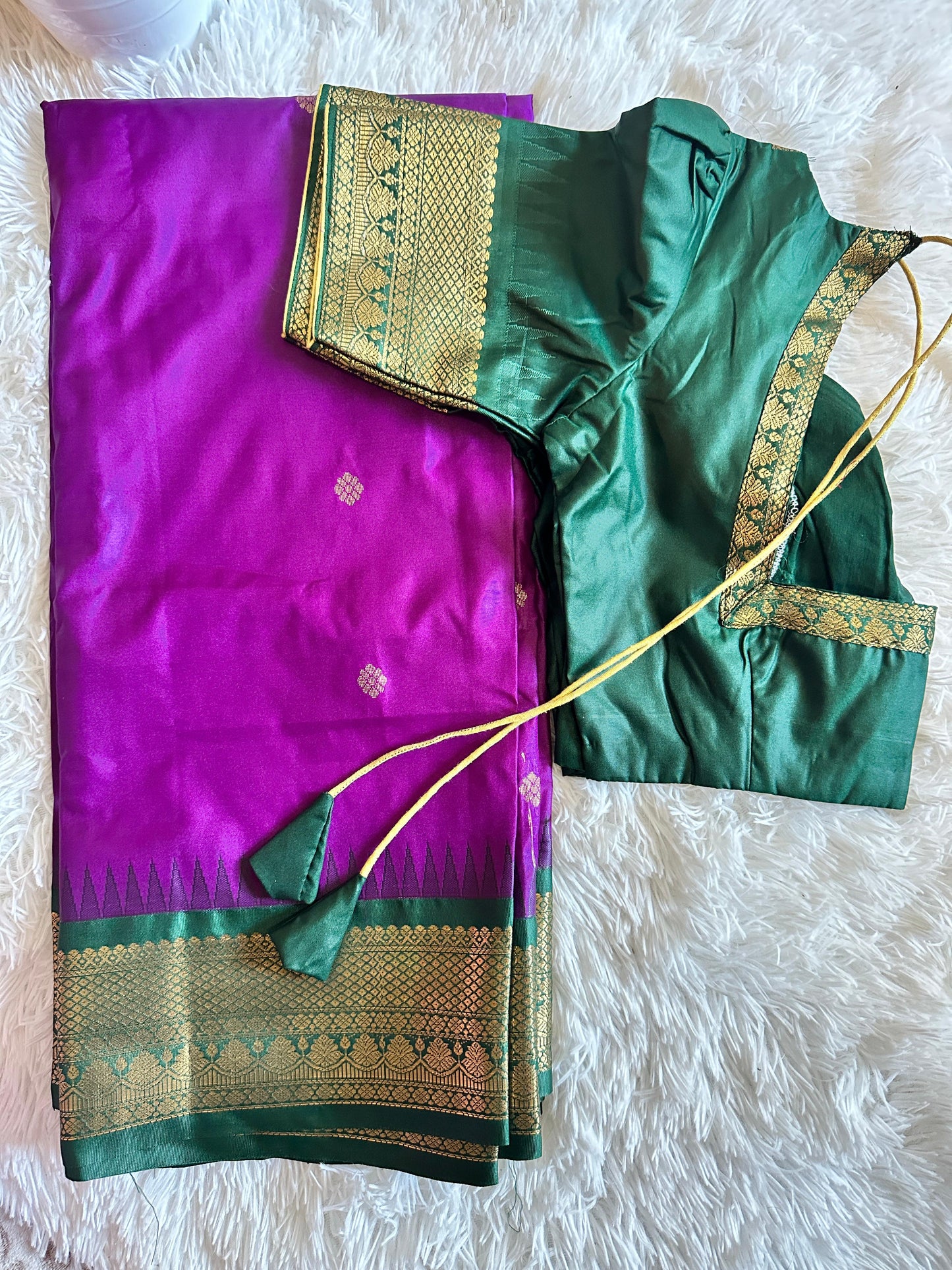 Vintage Semi Gadwal Sarees Collection- Saree with Stitched Blouse