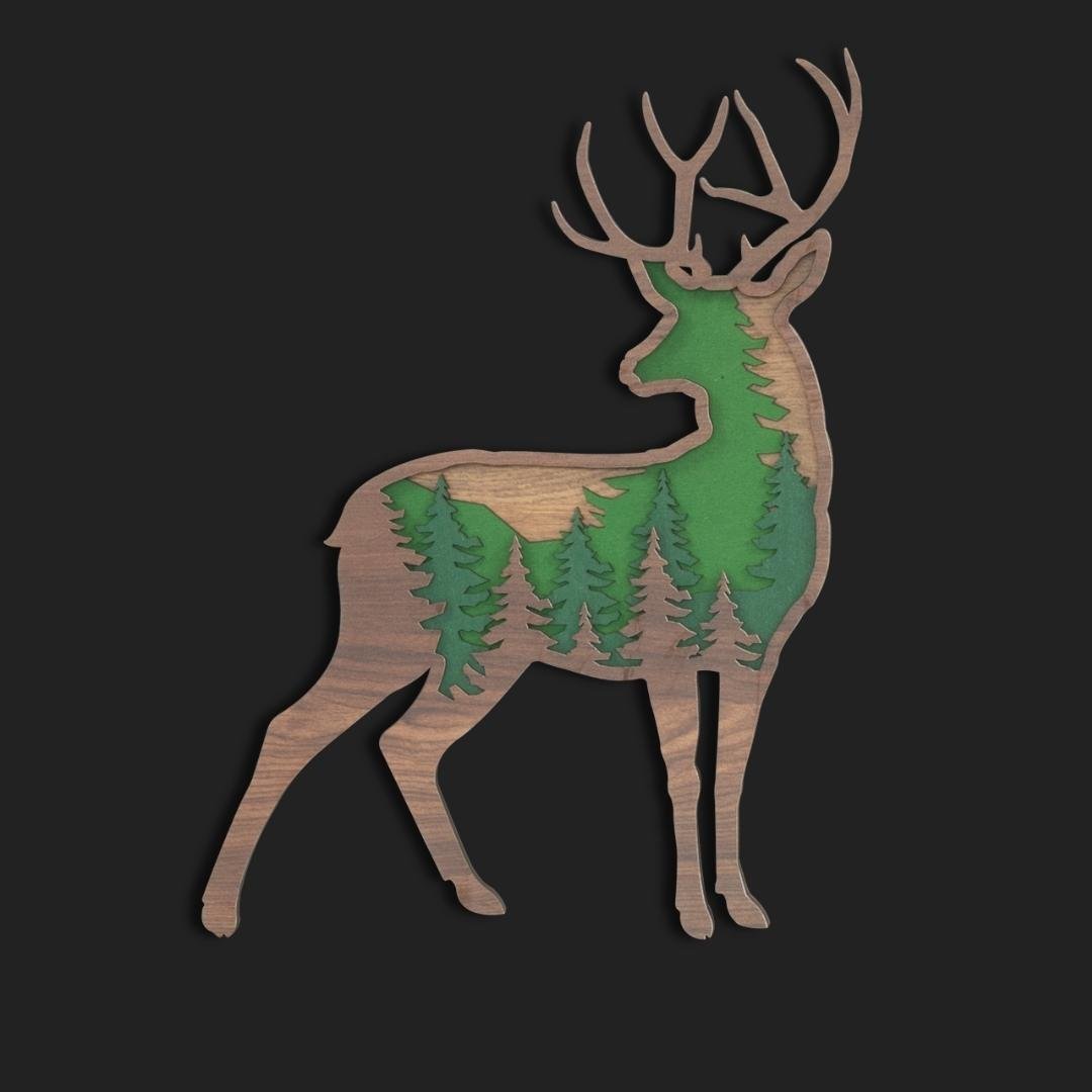 Multilayer Radiant Mountain Reindeer Mandala Wall Art