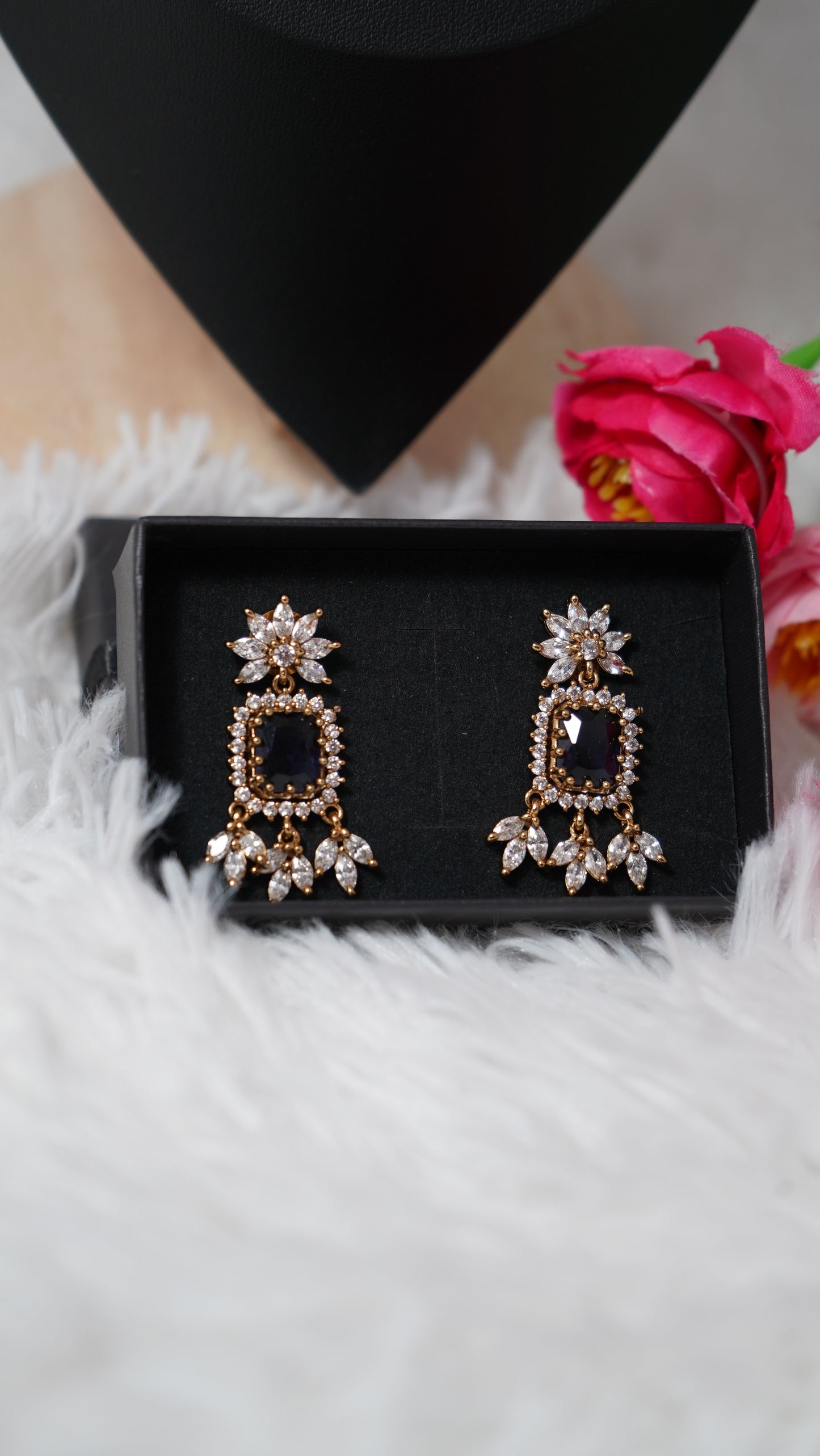 Elegant necklace with matching earrings, crafted with royal purple ruby stone