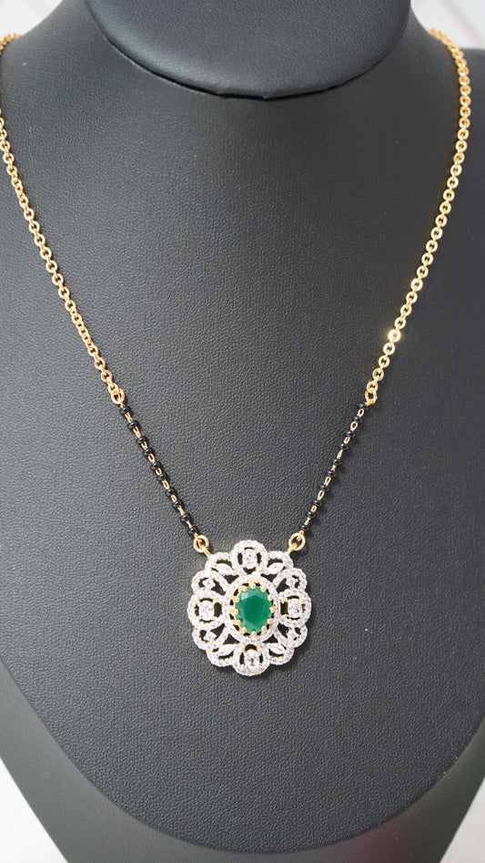 Trending Black Bead Chain with sparkling white CZ stones Pendant