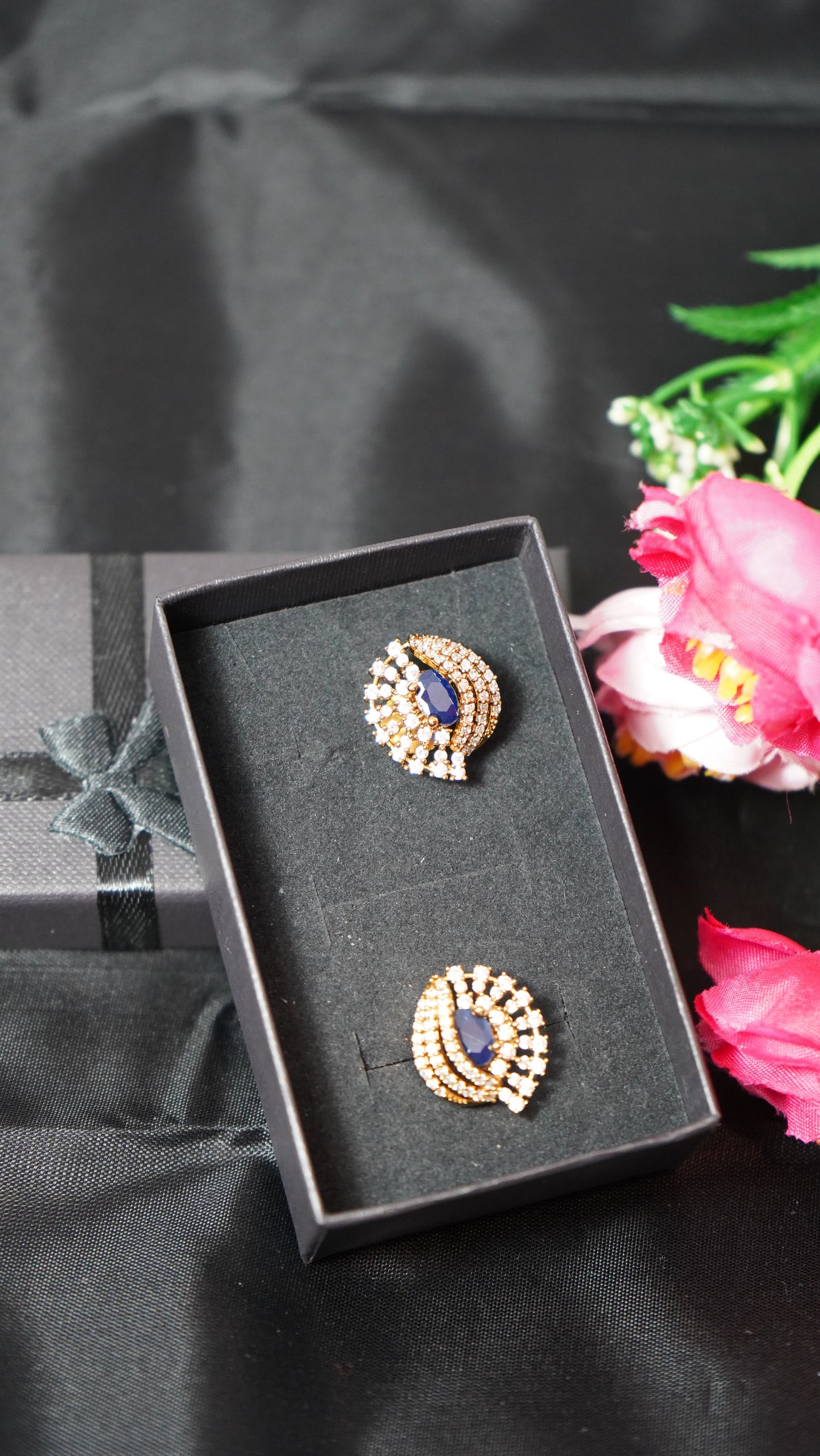 CZ blue stoned stud earrings