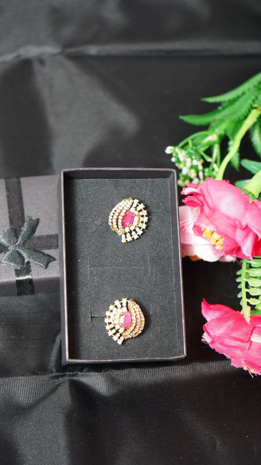 CZ pink stoned stud earrings
