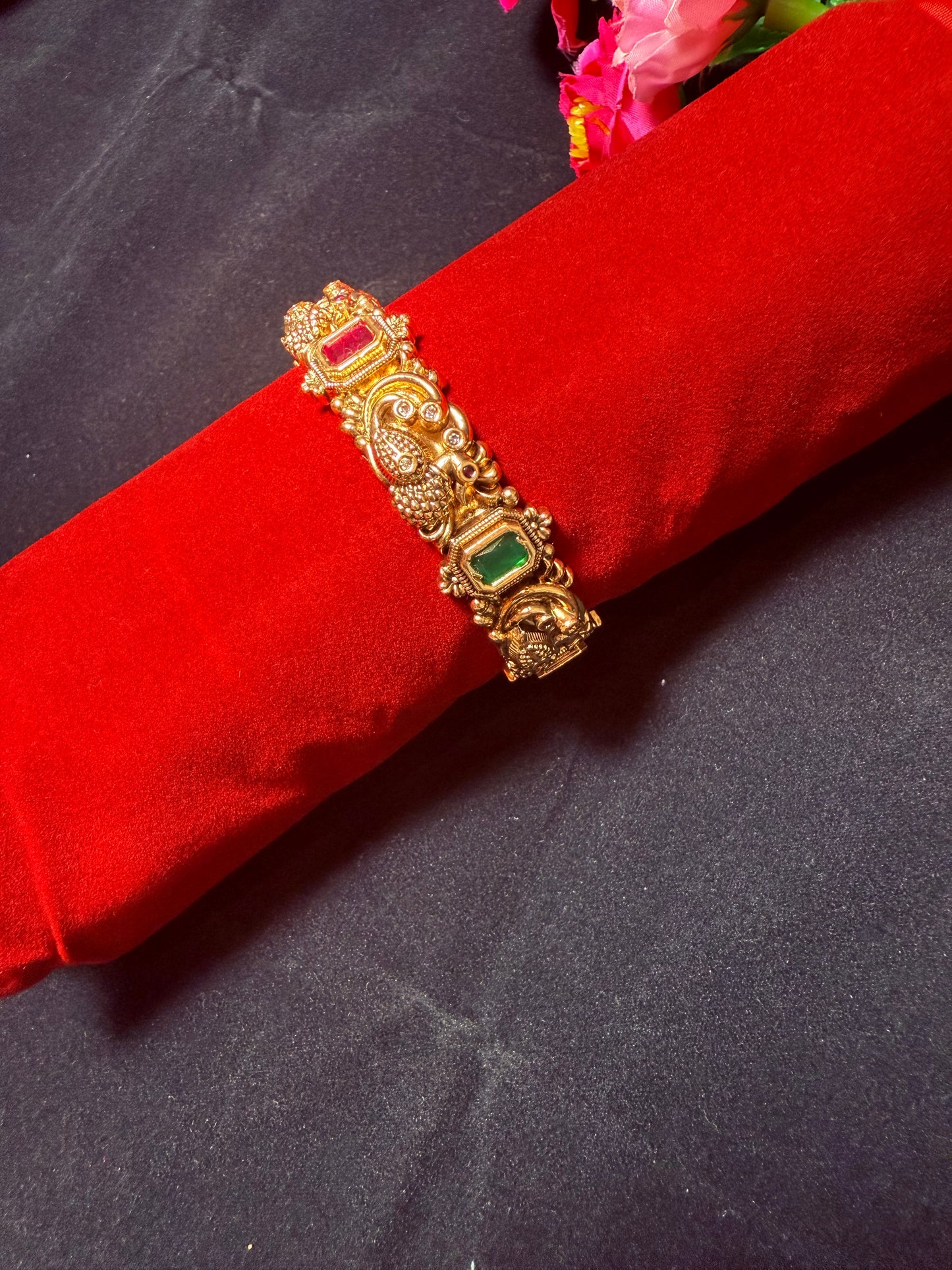 Openable Kada Single Bangle Peacock detailing