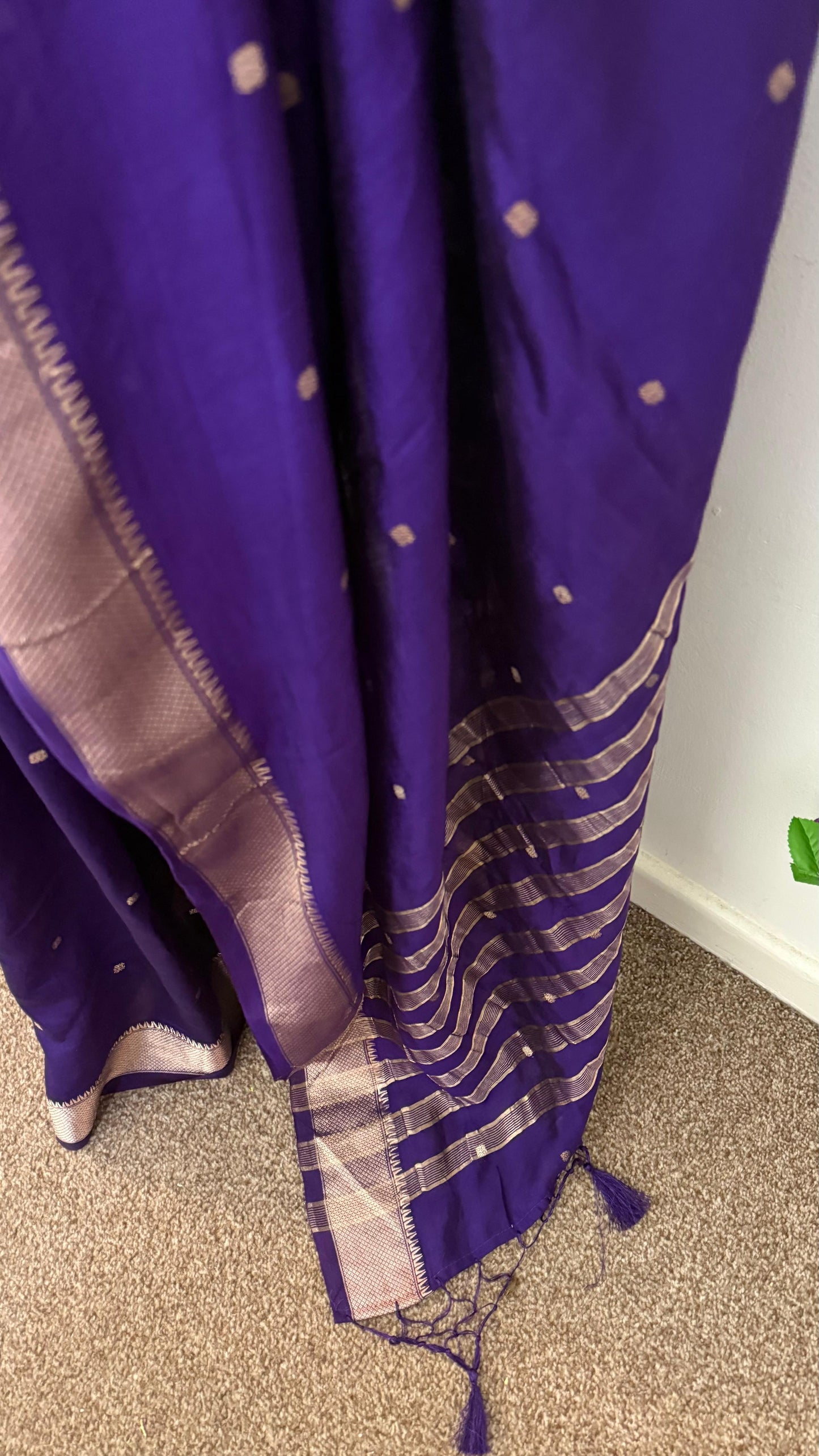 Soft silk vibrant purple with contrast stitched blouse