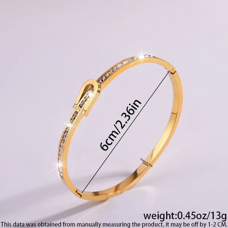 Gold Plated 18K Gold Geometric Solid Color 304 Stainless Steel Hip-Hop Waterproof Non Tarnish Bangle