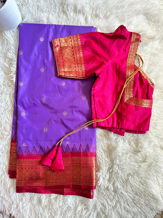 Vintage Semi Gadwal Sarees Collection- Saree with Stitched Blouse