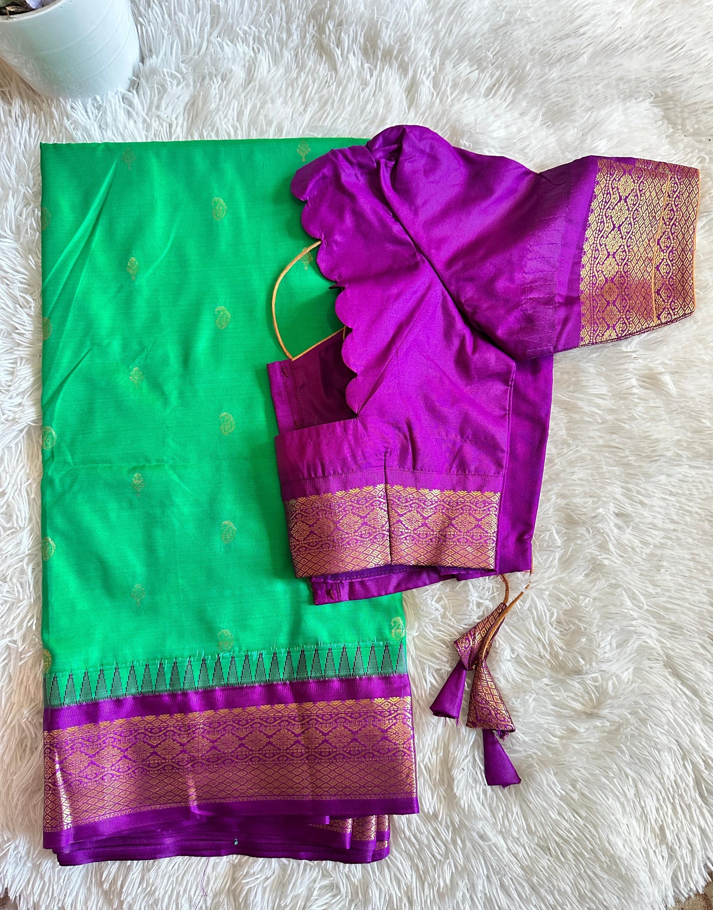 Vintage Semi Gadwal Sarees Collection- Saree with Stitched Blouse