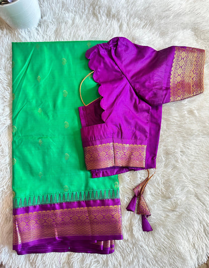 Vintage Semi Gadwal Sarees Collection- Saree with Stitched Blouse