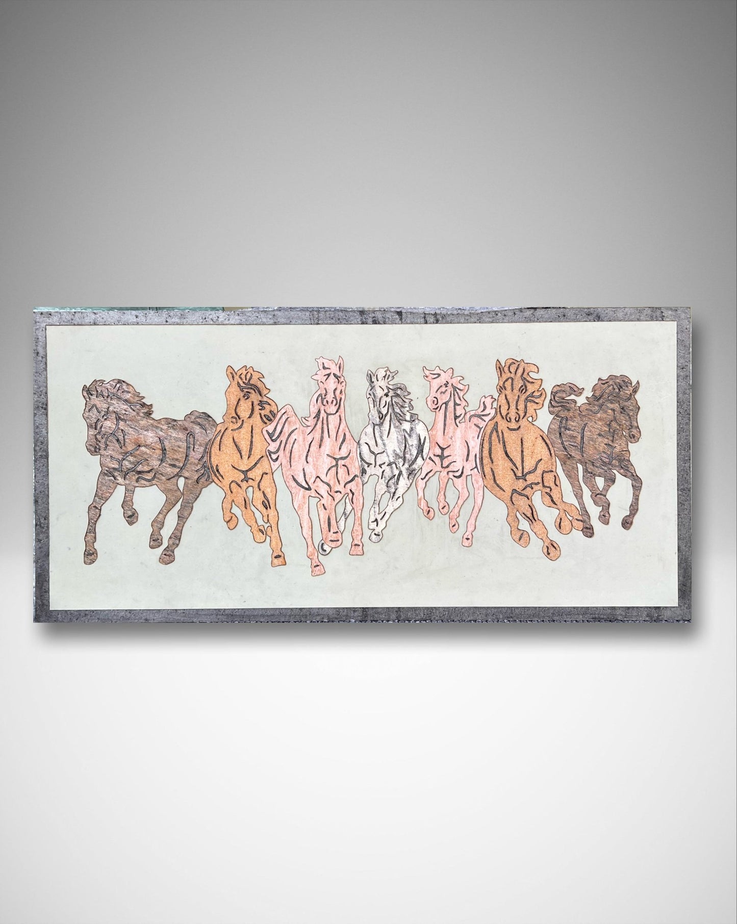Seven-Colored Horse Stone Veneer Art