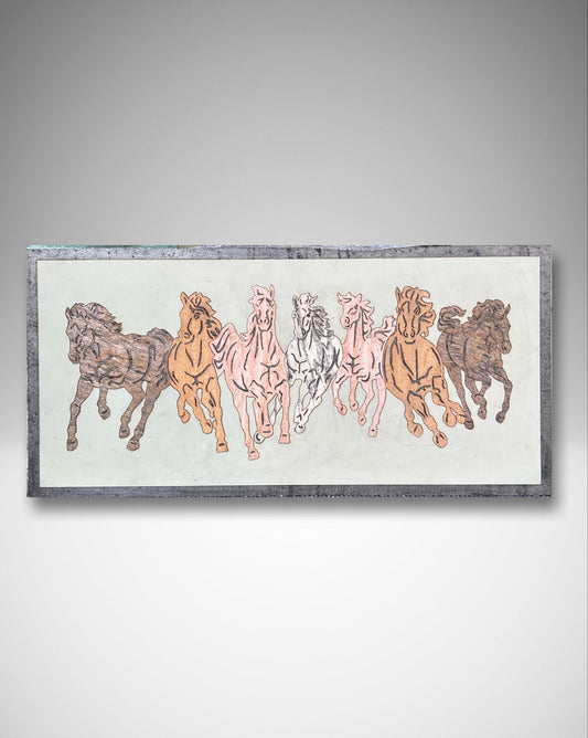Seven-Colored Horse Stone Veneer Art