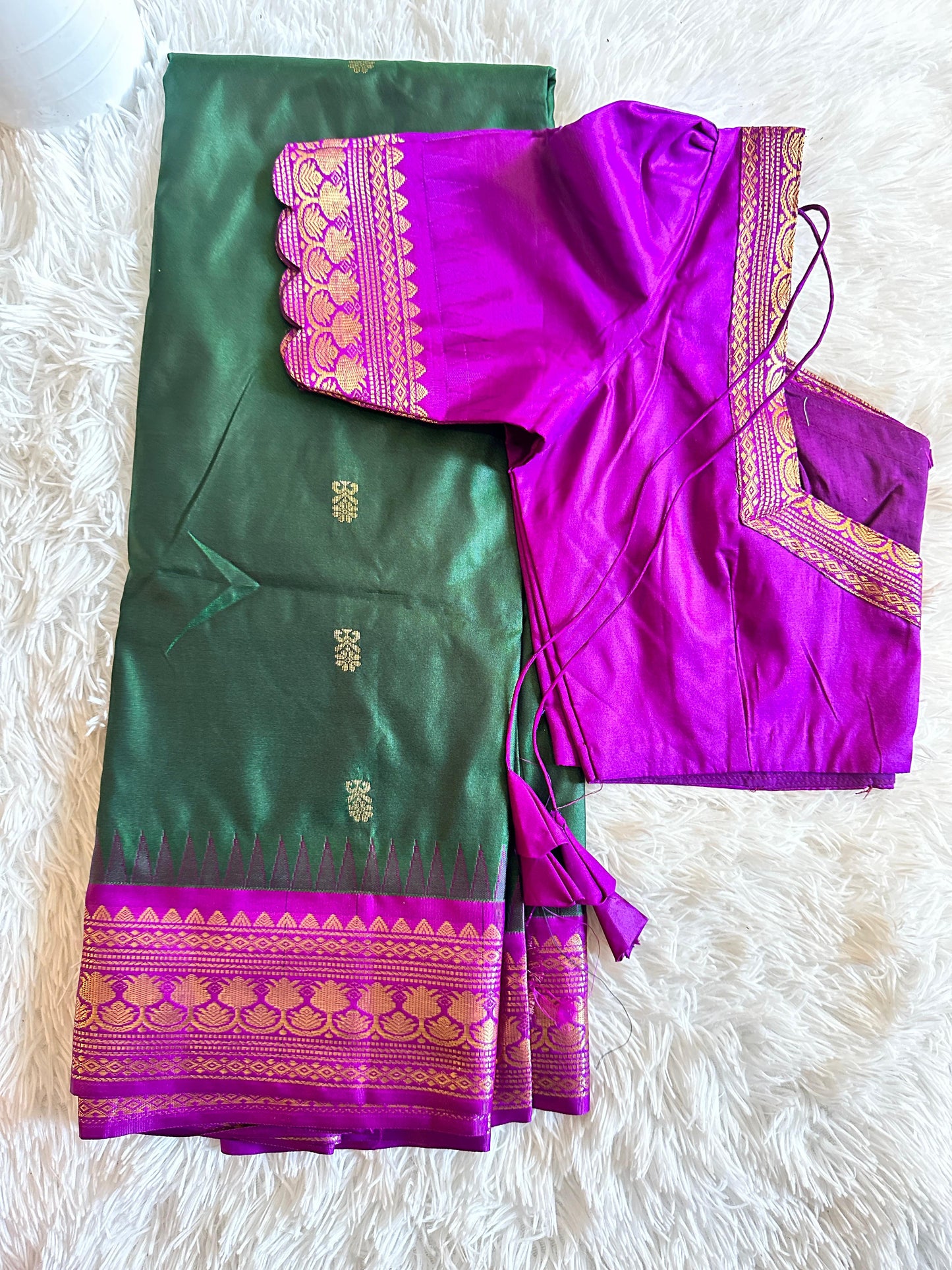 Vintage Semi Gadwal Sarees Collection- Saree with Stitched Blouse