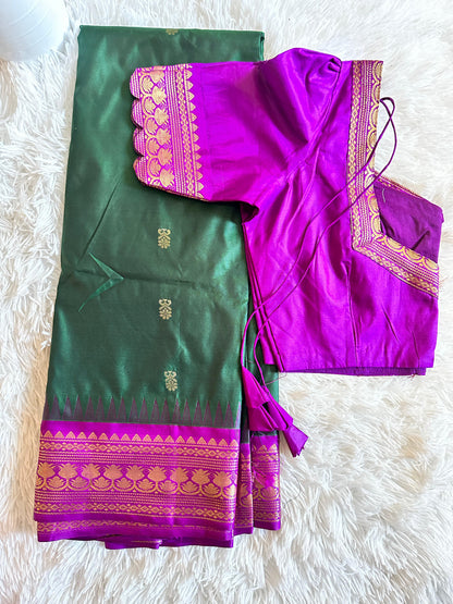 Vintage Semi Gadwal Sarees Collection- Saree with Stitched Blouse