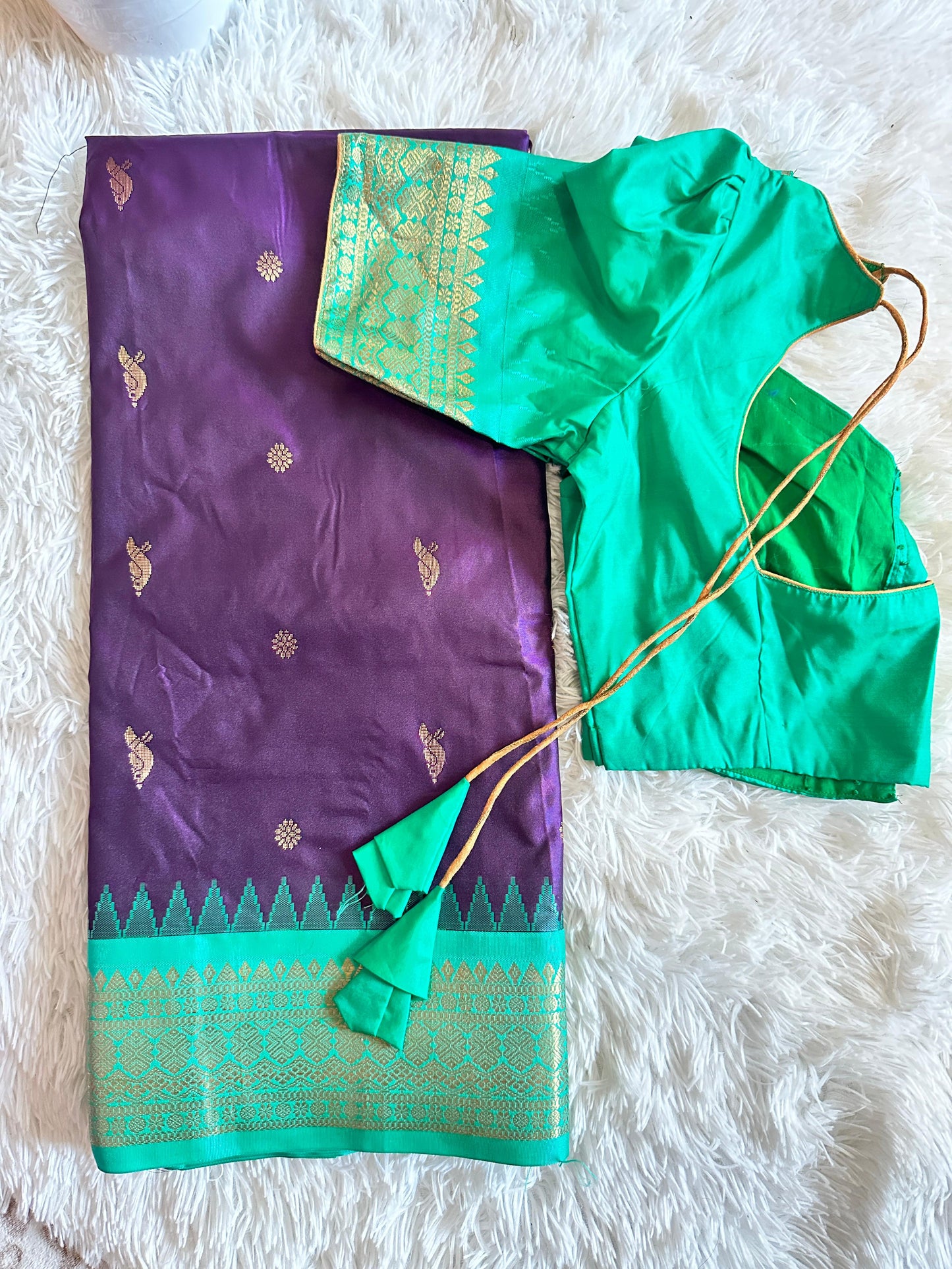 Vintage Semi Gadwal Sarees Collection- Saree with Stitched Blouse