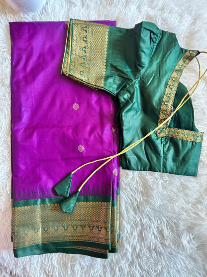 Vintage Semi Gadwal Sarees Collection- Saree with Stitched Blouse