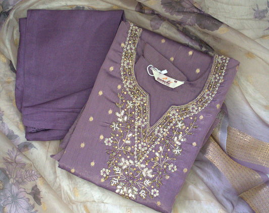 Designer Party Wear 3 piece set - Kurti, bottom and dupatta -Lavender