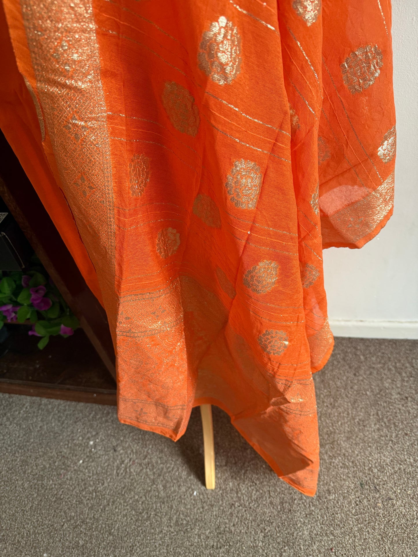 Party Wear 3 Piece Kurti Set-Top, Bottom and Dupatta-Orange