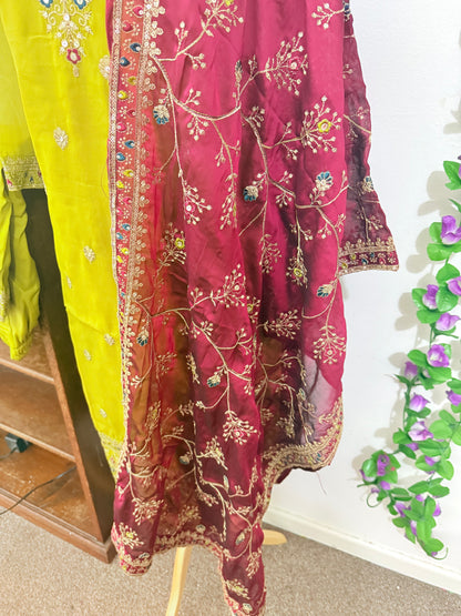 Designer 3 piece Kurti with bottom dupatta - Green