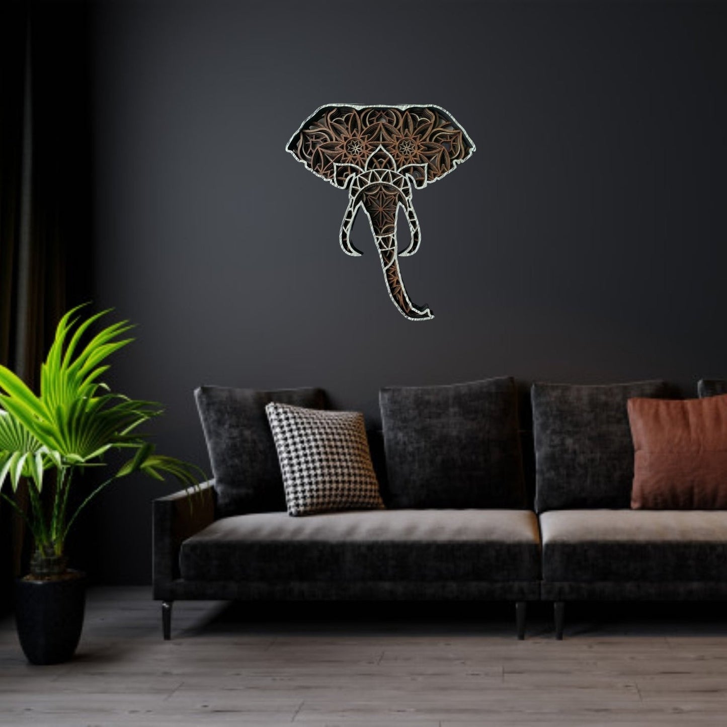 Tusked Elephant Multilayer Mandala Wall Hanging Art
