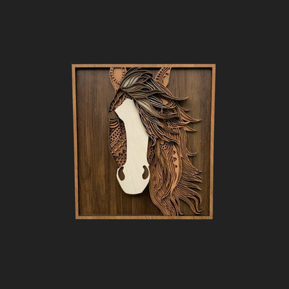 Lantern jaws horse face multilayer wall hanging art