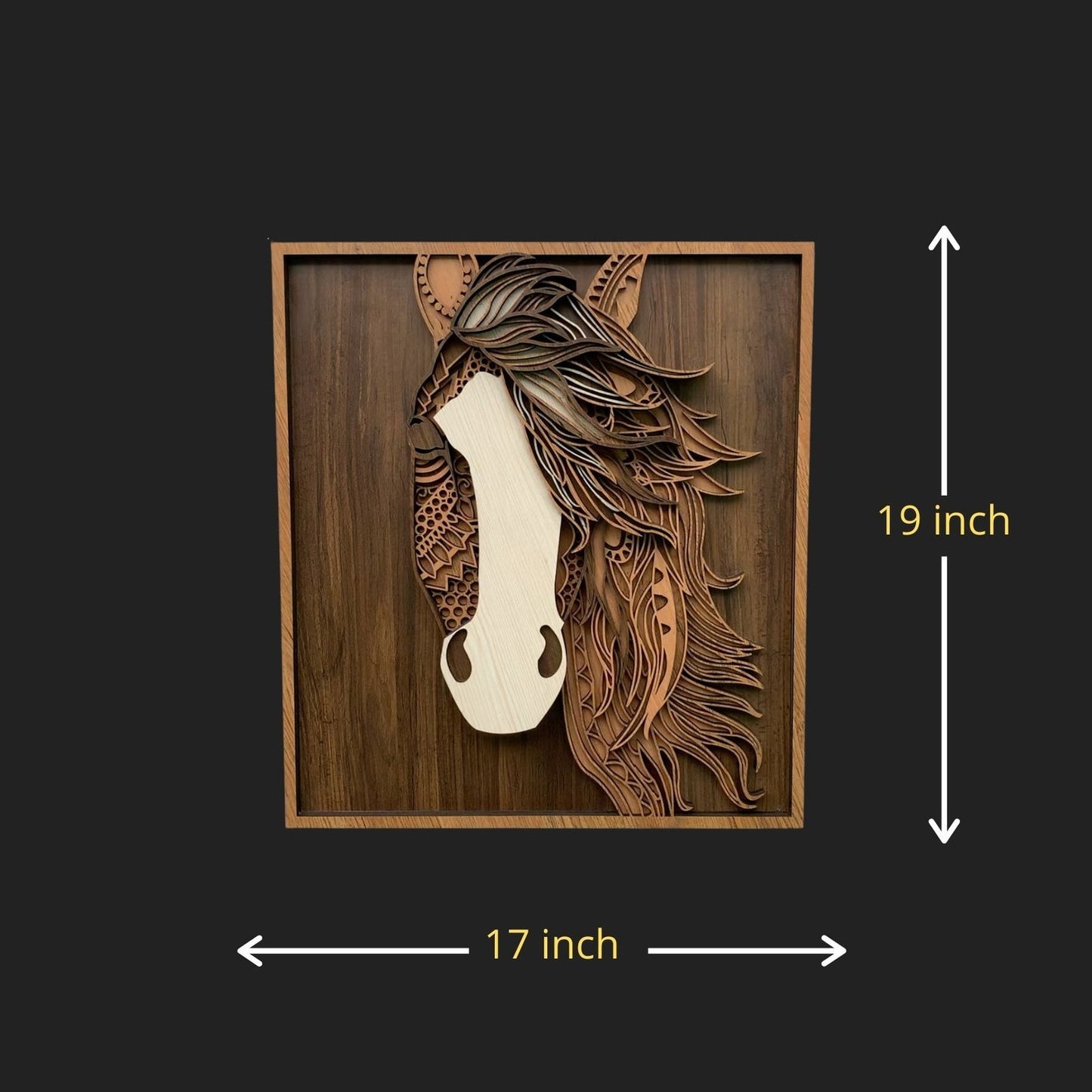 Lantern jaws horse face multilayer wall hanging art