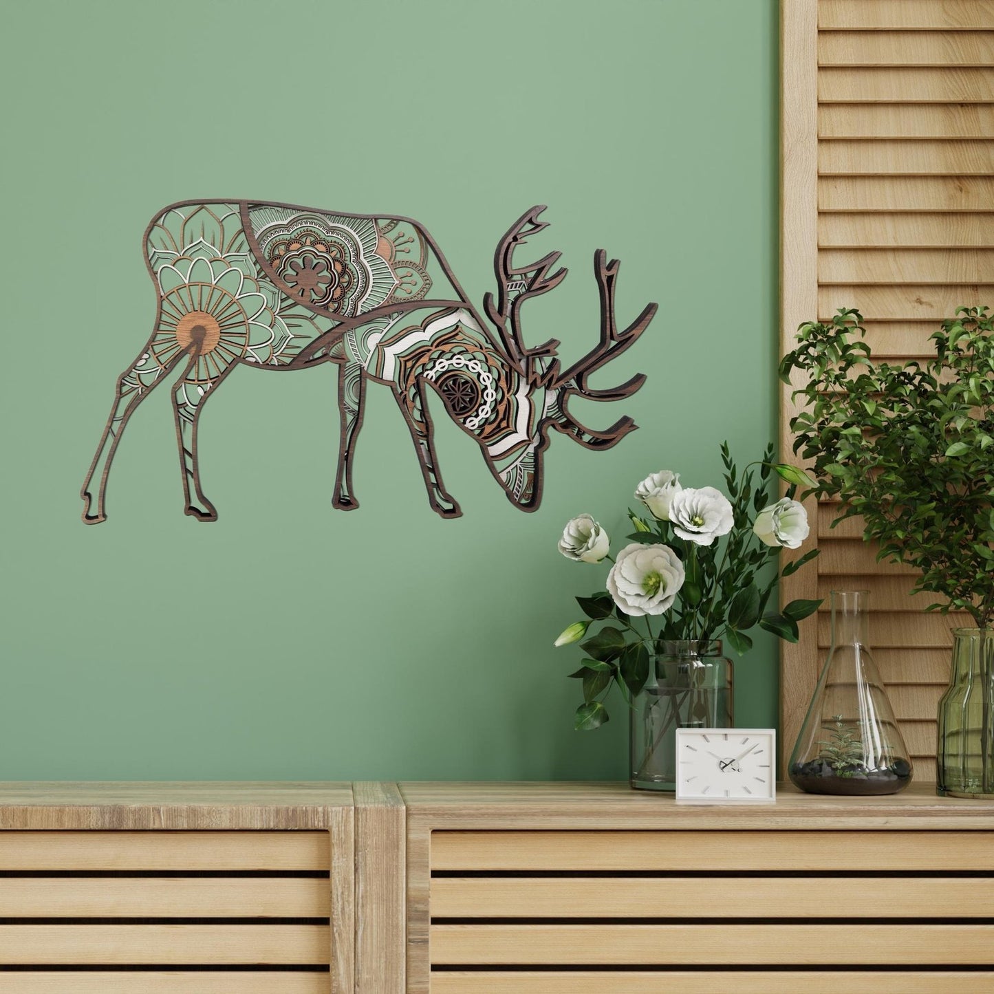 Rusa Unicolor (Sambar Deer) Multilayer Mandala Wall Hanging Art
