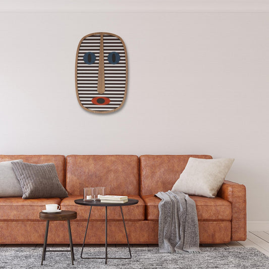 Striped Spirit Tribal Mask Wall Art