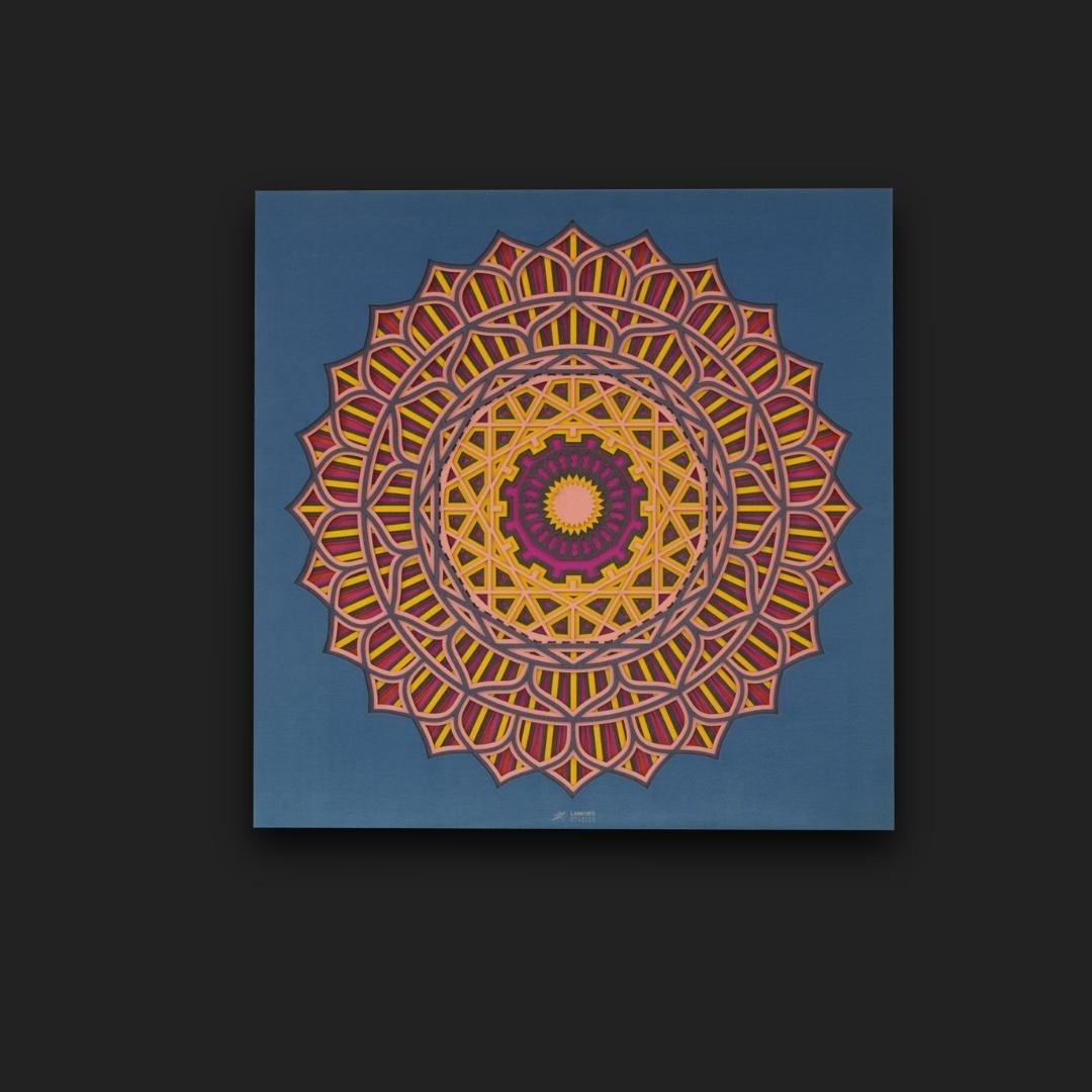 Blissful Pink and Blue Mandala Art