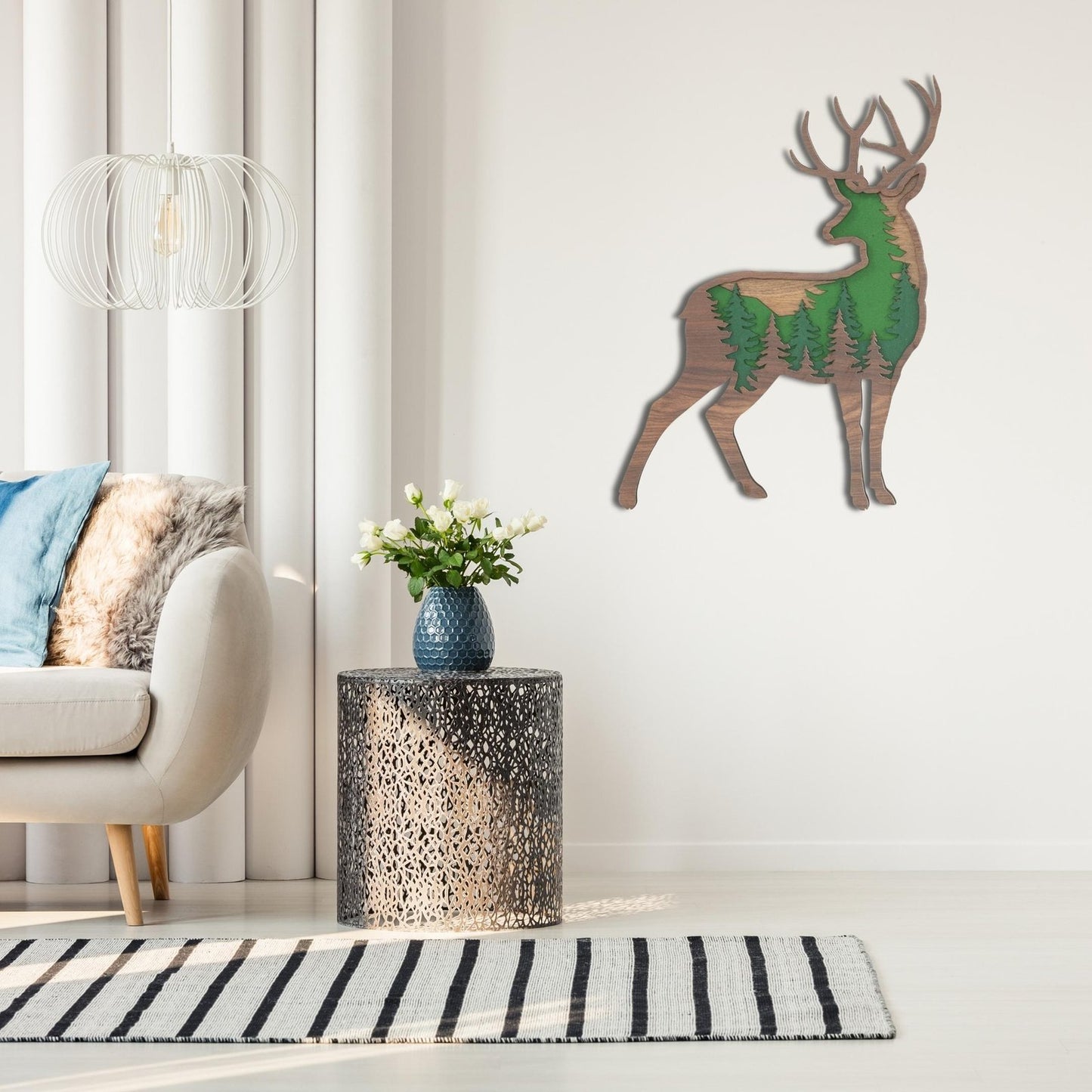 Multilayer Radiant Mountain Reindeer Mandala Wall Art