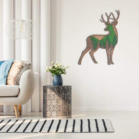 Multilayer Radiant Mountain Reindeer Mandala Wall Art
