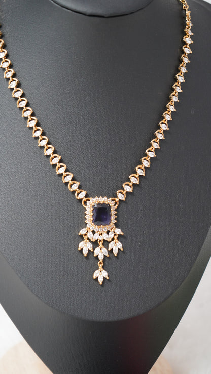 Elegant necklace with matching earrings, crafted with royal  purple ruby stone