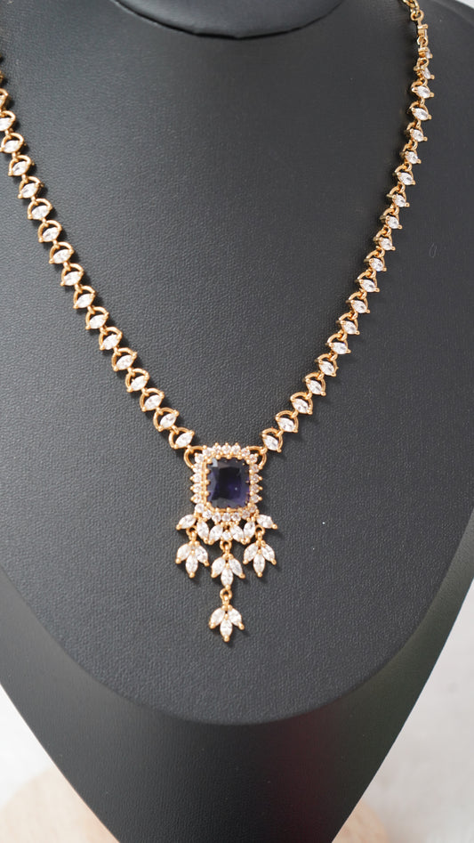 Elegant necklace with matching earrings, crafted with royal  purple ruby stone