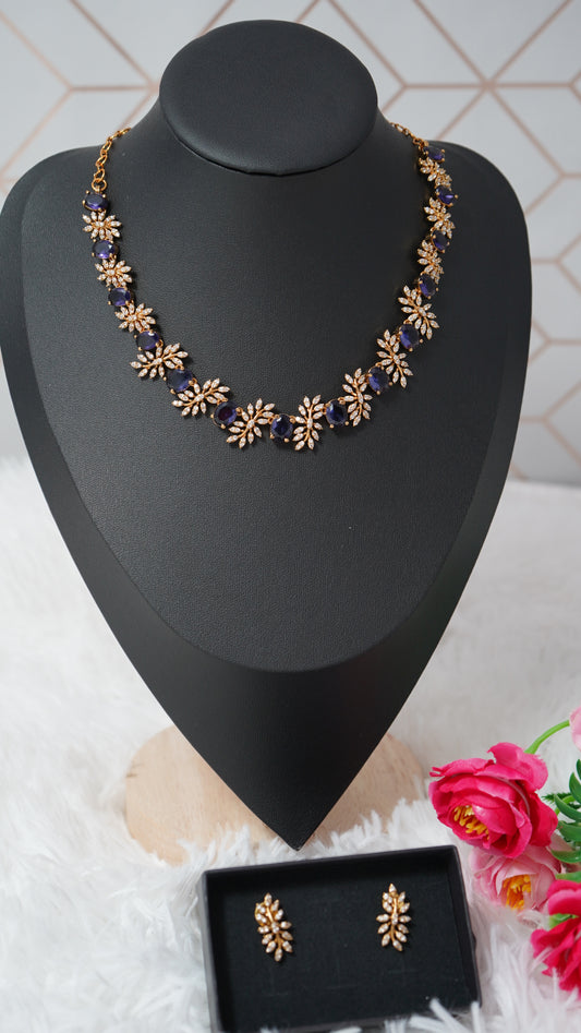 Stunning party wear gold finish and sparkling CZ stoned necklace set