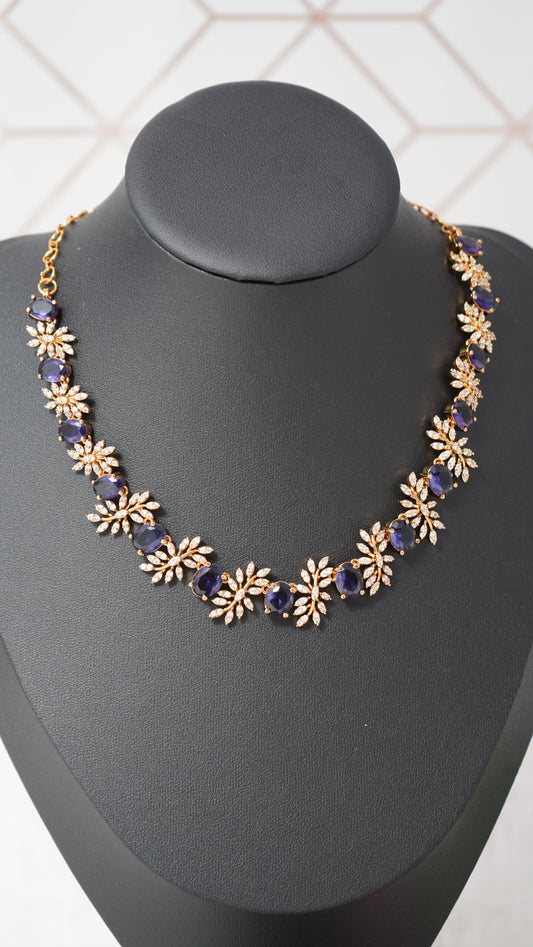 Stunning party wear gold finish and sparkling CZ stoned necklace set