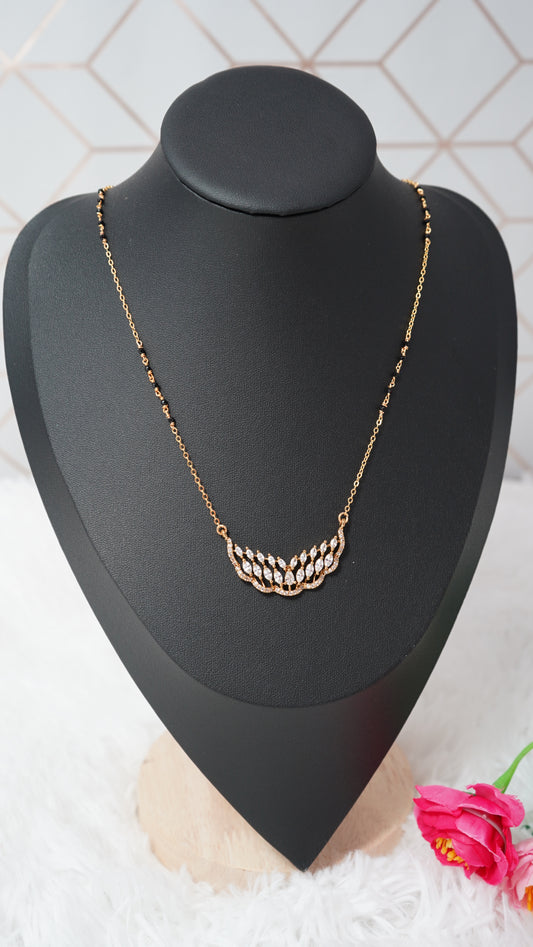 Classic black beads mangalsutra chain with Angel Wing Sparkle Pendant
