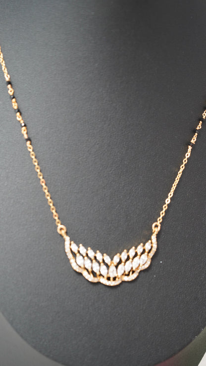 Classic black beads mangalsutra chain with Angel Wing Sparkle Pendant