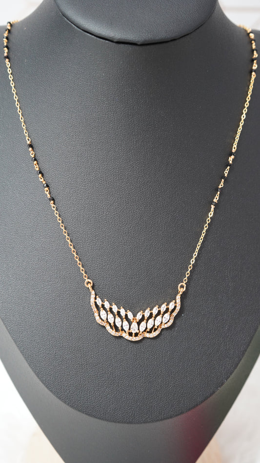 Classic black beads mangalsutra chain with Angel Wing Sparkle Pendant