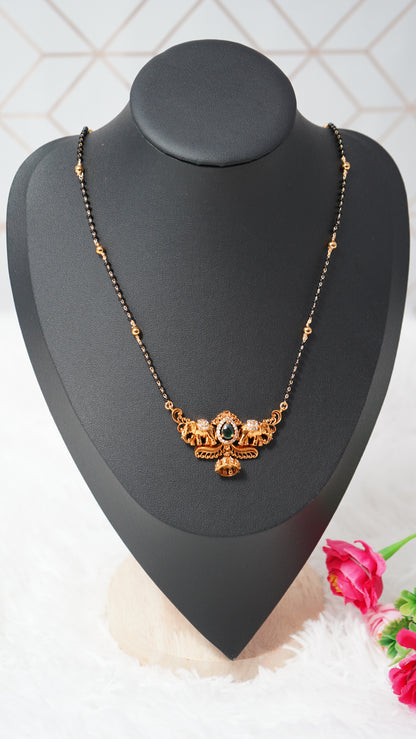 Beautifully crafted black beads chain featuring intricate elephant detailing