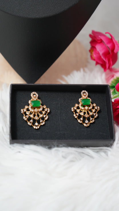 Classic short mangalsutra chain set featuring a statement pendant with ear rings