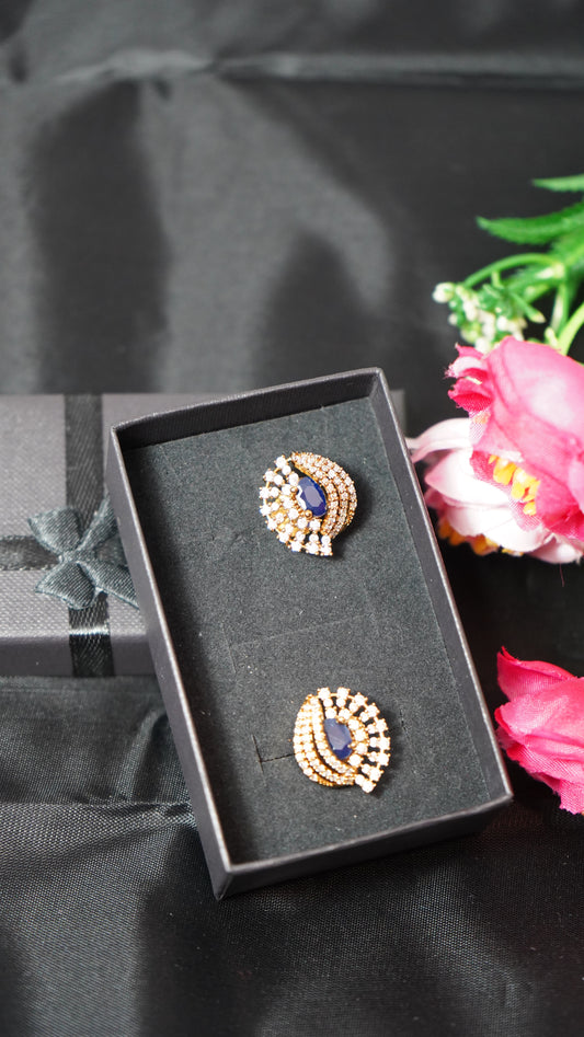 CZ blue stoned stud earrings