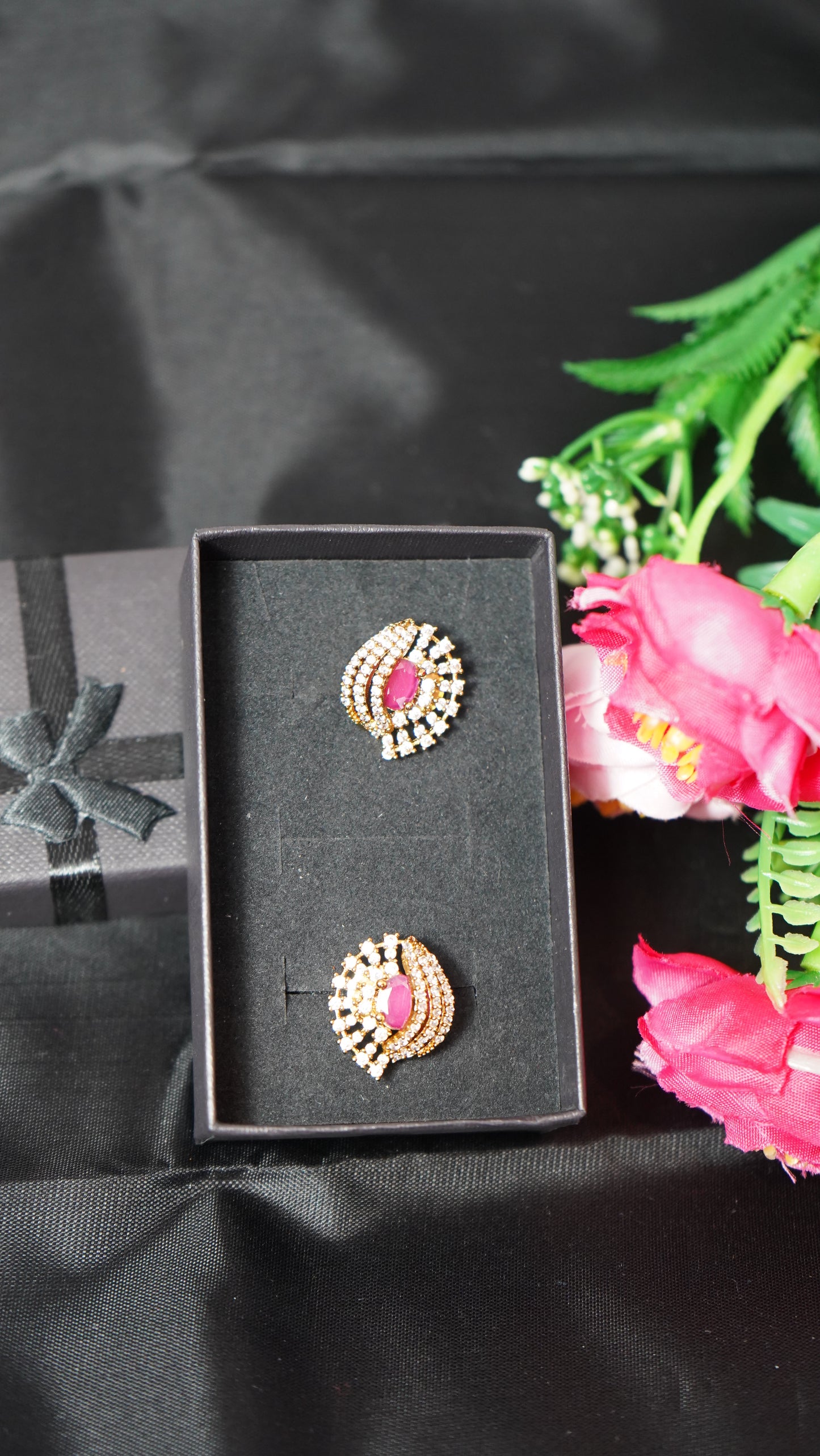 CZ pink stoned stud earrings
