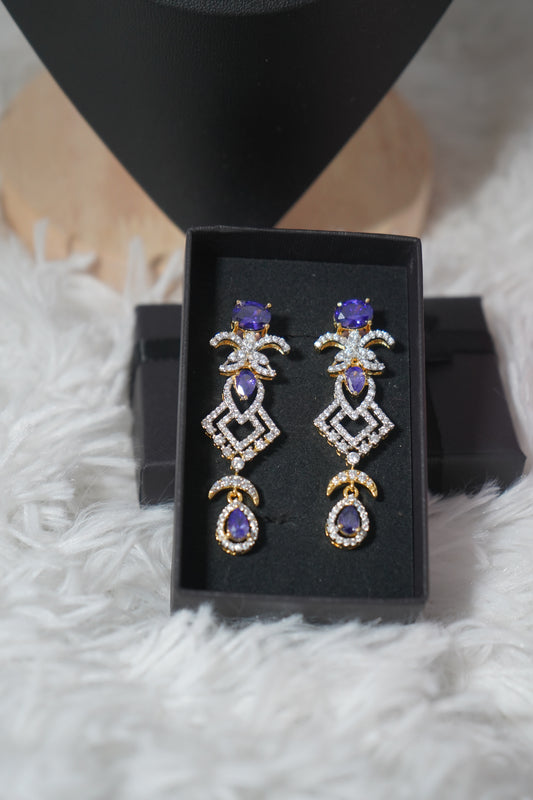 Chocker style necklace set with sparkling white stones - Purple