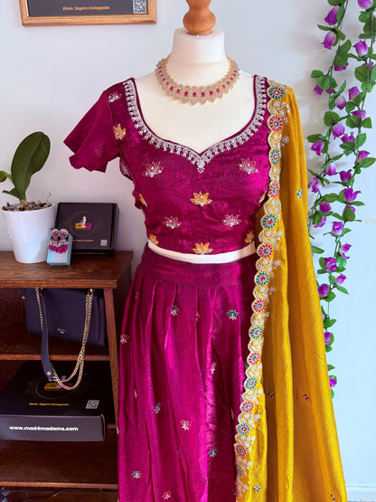 Shimmer Georgette embrodiary Lehenga Choli  ready to wear set - Magenta Pink