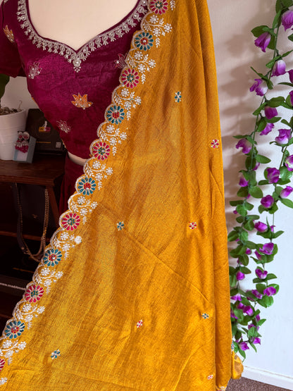Shimmer Georgette embrodiary Lehenga Choli  ready to wear set - Magenta Pink