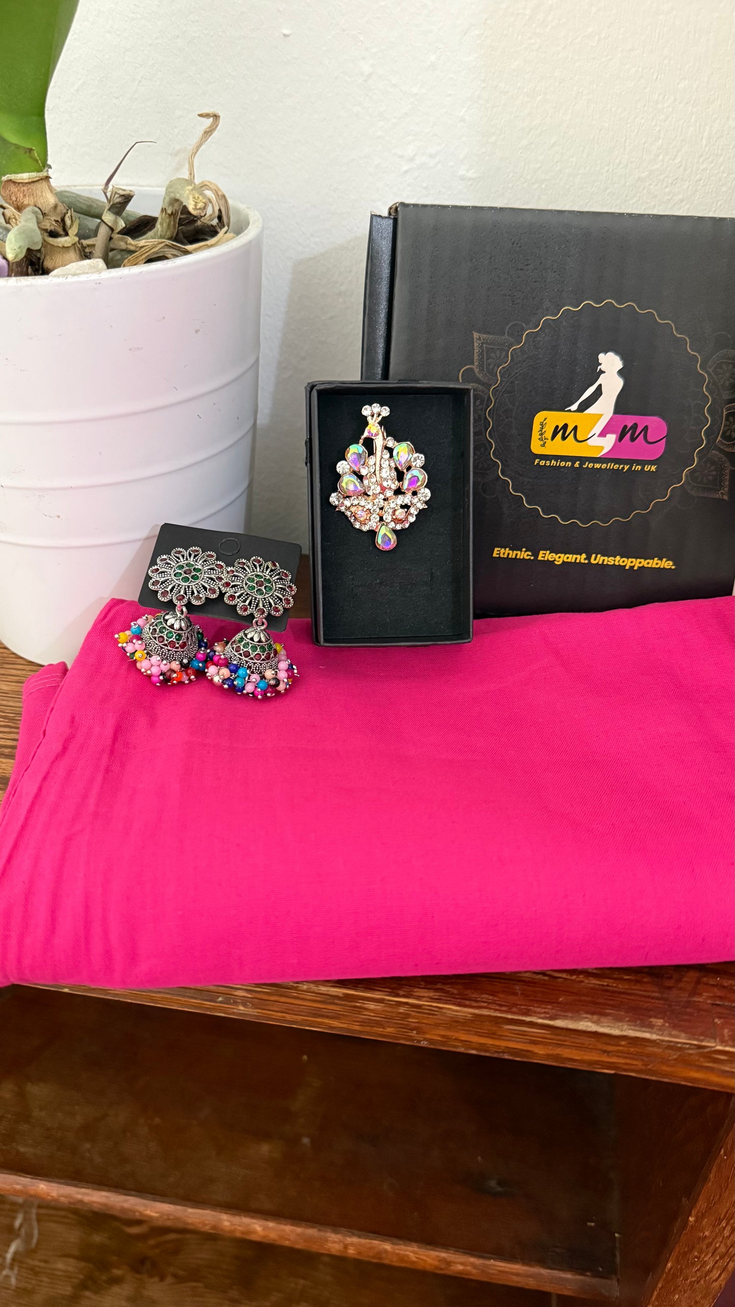 Dupion Silk Sarees with Animal Weaving- Contrast Stitched Blouse