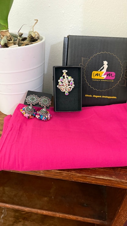 Dupion Silk Sarees with Animal Weaving- Contrast Stitched Blouse