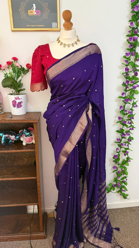 Soft silk vibrant purple with contrast stitched blouse