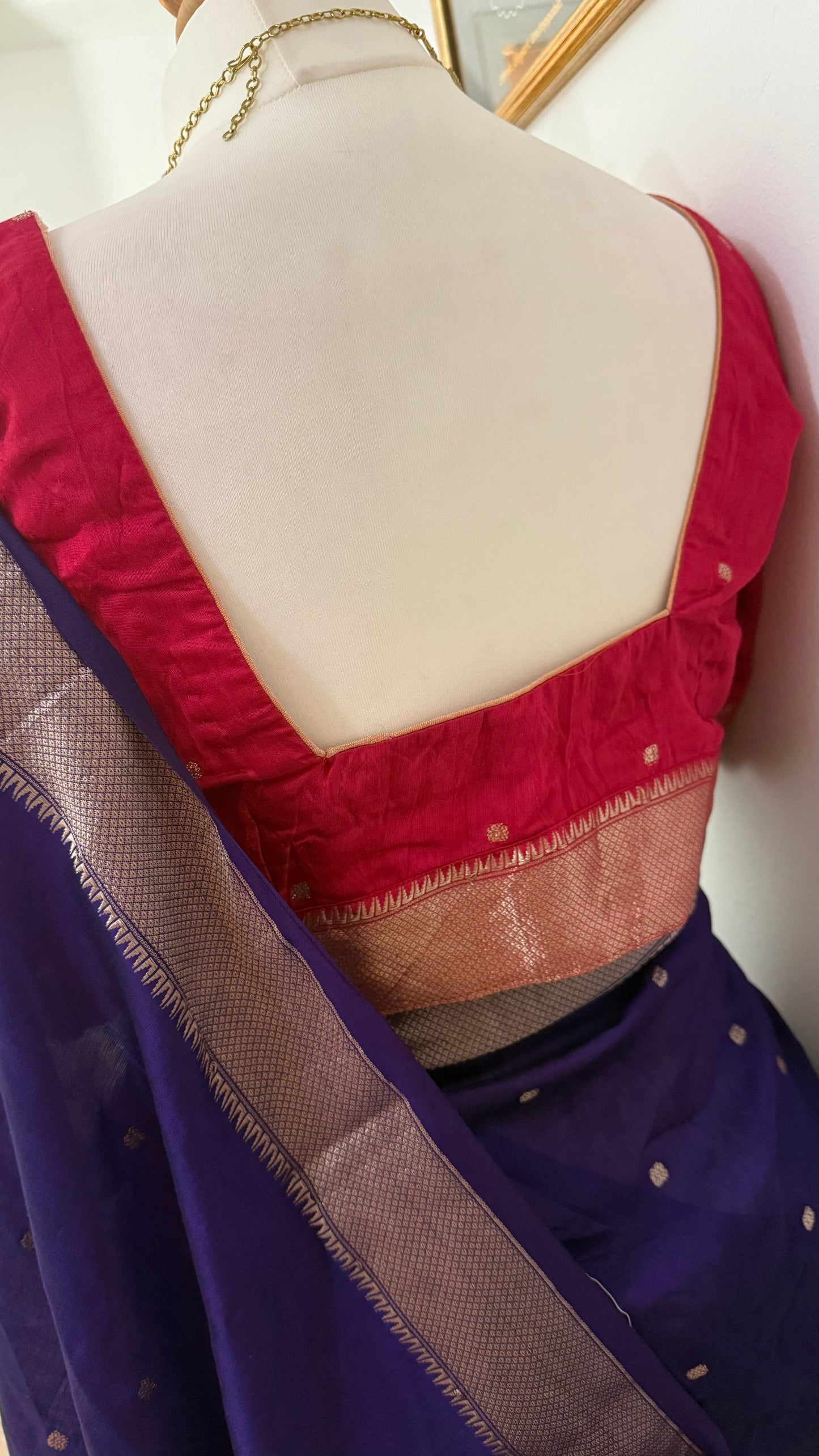 Soft silk vibrant purple with contrast stitched blouse